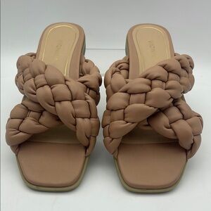 Vionic Braided Slide Sandals in Taupe